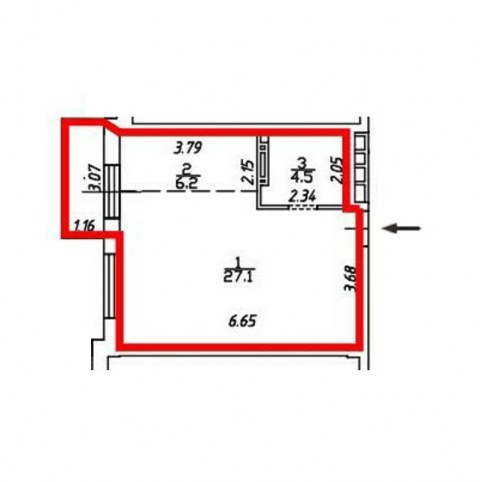 Планировка: 1-комн., 41,4 м²