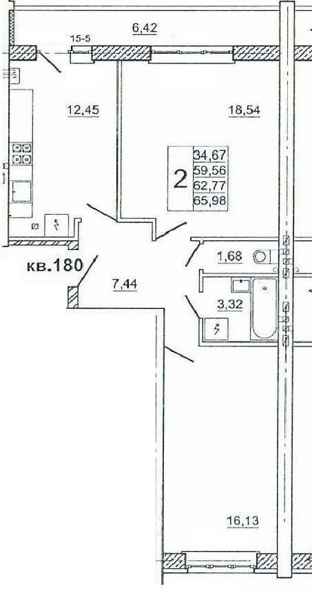 Планировка: 2-комн., 66,7 м²
