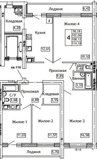 Планировка квартиры №115