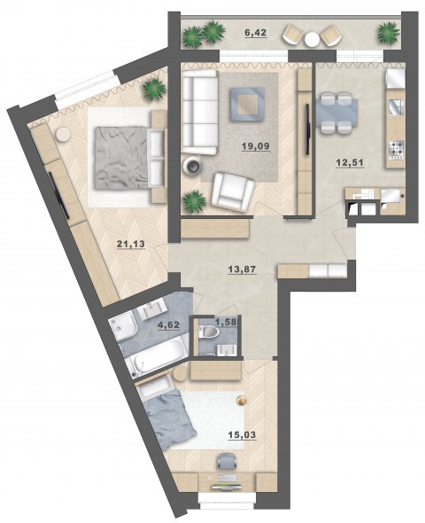 Планировка: 3-комн., 94,3 м²