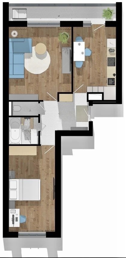 Планировка: 2-комн., 66,1 м²