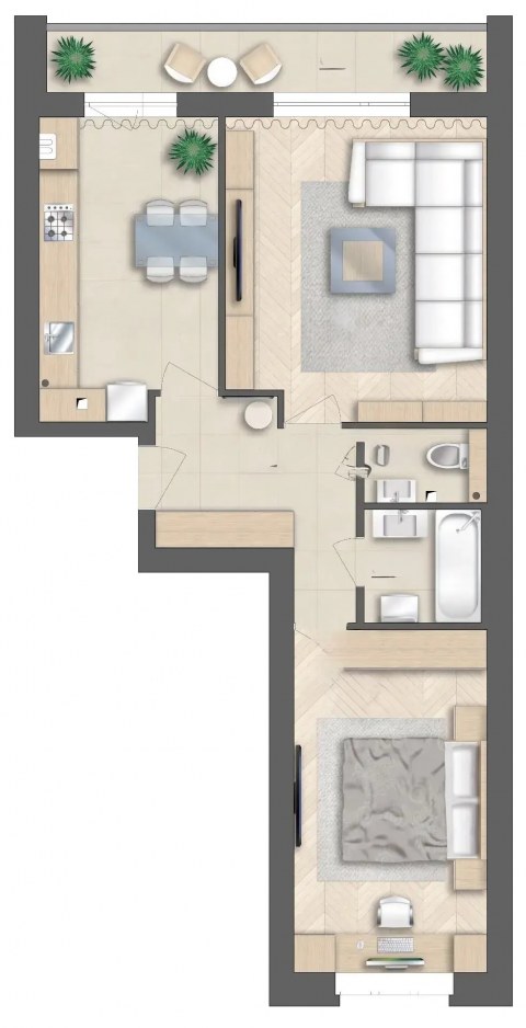 Планировка: 2-комн., 65,9 м²