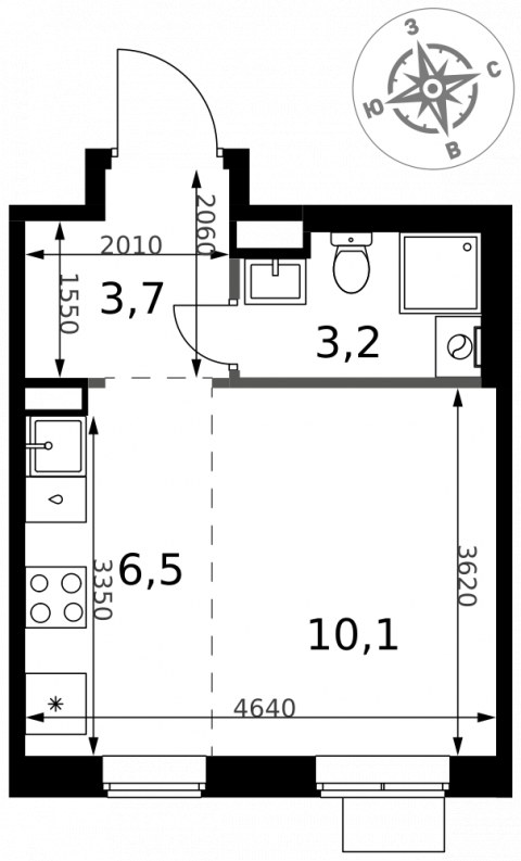 Планировка: Студия, 23,5 м²