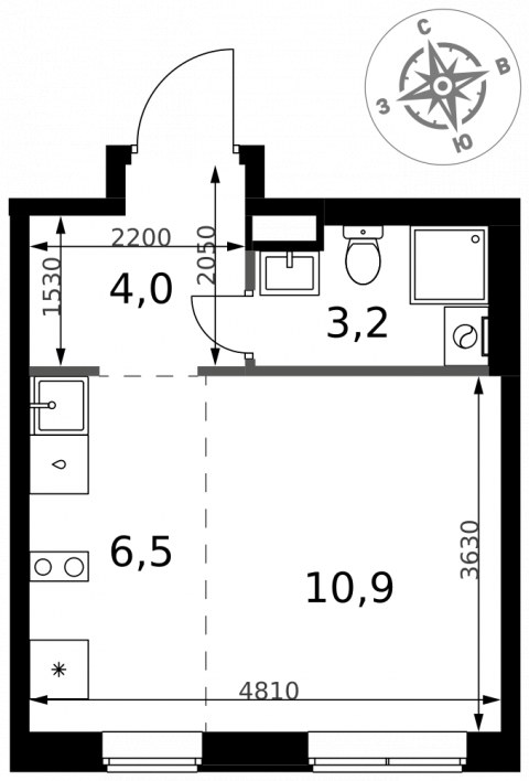 Планировка: Студия, 24,6 м²