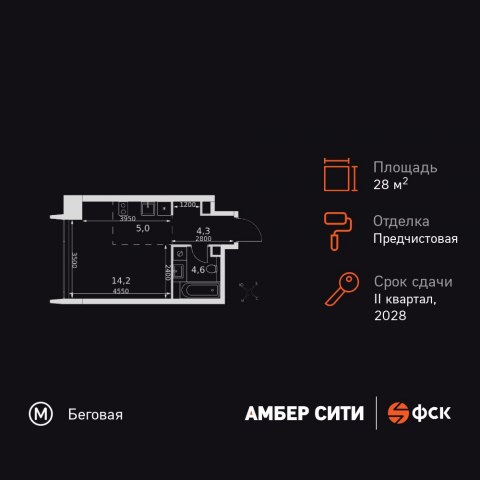 Планировка: Студия, 28,1 м²